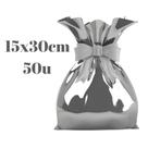 Saco de Presente Metalizado 15x30cm 50u Prata Magnatech