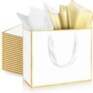 Saco de presente ReliThick Metallic Papel 30x25x10cm com lenço de papel, pacote com 12