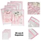 Saco organizador de roupa suja e limpa kit com 6 unidades Rosa