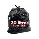 Saco para Lixo 20 litros preto - 50 x60 - Pacote com 1,5 kg - 100 unidades