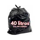 Saco para Lixo 40 litros preto -65x75 Pacote com 2,5 kg - 100 unidades Saco para Lixo 40 litros preto -65x75 Pacote com 2,5 kg - 100 unidades