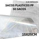 Saco plástico cristal PP com 50 unidades 15x25cm para doces, roupas, brilhante Saco plástico cristal PP com 50 unidades 15x25cm para doces, roupas, brilhante