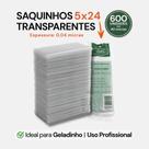 Saco Saquinho Transparente PEBD Geladinho 5x24cm Gelinho Sacolé Chup Chup 600 Unid