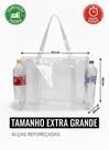 Sacola Bolsa Transparente Jumbo G Bolsos laterais Cristal PVCReforçado Penitenciária Praia Piscina