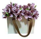 Sacola Caixa Bege Grande com Alça 26x18x15 cm para Presentes e Kits