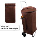 Sacola Carrinho De Compras Transporte Reforçada Com Bolsos Marrom
