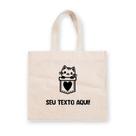 Sacola de Algodão Cru Personalizada Love Cat - 30cm x 34cm - 1 unidade - Rizzo