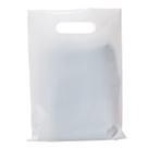 Sacola de compras de plástico ysmile para lojas de pequeno porte Sacola de varejo de poliéster cortado sob pressão com alça, embrulho de presente, 100 quilates, 7,8 x 11,8", extra grossa, 2,5 mil - branca