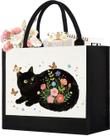 Sacola de lona GevguxLuo Cute Cat Black Cat Lover Gift