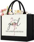 Sacola de lona GevguxLuo Flamingo Design 33x13x28 cm
