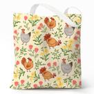 Sacola de lona Sukyerios Cute Aesthetic Chicken Flowers