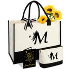 Sacola de lona Vanqruo M com bolsa de maquiagem 43x32x19 cm