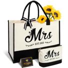 Sacola de lona Vanqruo Mrs 2025 Bride com bolsa de maquiagem