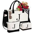 Sacola de lona YOOLIFE Monogram J Initial para mulheres Sacola de lona YOOLIFE Monogram J Initial para mulheres