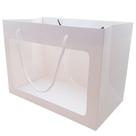 Sacola de Papel com visor de PVC - Branca - 29x21x16cm - 1 unidade - Rizzo