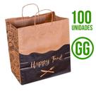 Sacola de Papel Kraft GG Happy Food 30x19x31cm Imballa