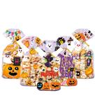Sacola de presente de Halloween, sacos de doces de celofane de abóbora, pacote com 50