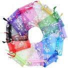 Sacola de presente de organza, pacote com 100 borboletas, 10 x 12 cm com estampa prateada Sacola de presente de organza, pacote com 100 borboletas, 10 x 12 cm com estampa prateada
