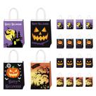 Sacola de presente, lanterna de abóbora de Halloween, papel kraft branco, pacote com 12