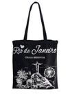 Sacola Ecobag Lembrança Rio De Janeiro Cristo Algodão Cru Preta