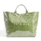 Sacola Lushandy com estampa de letras de PVC feminina verde grama