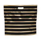 Sacola Metalizada com Zip - 46x43x5cm - Listrado Preto/Dourado - 1 unidade - Cromus - Rizzo