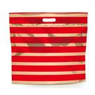 Sacola Metalizada com Zip - 46x43x5cm - Listrado Vermelho/Dourado - 1 unidade - Cromus - Rizzo