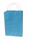 Sacola Papel Kraft Azul 18x25x8 cm Alça Torcida 100 unid.