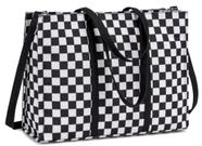 Sacola para laptop BTOOP 15,6" de lona preta e branca quadriculada