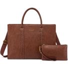Sacola para laptop LOVEVOOK de couro vintage de 17 polegadas marrom feminina
