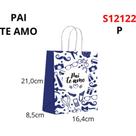 Sacola para Presente Decorada Pai TE AMO P 16X21X8CM Pacote com 10 Unidades