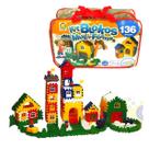 Sacola Peças Bloco Montar Kit Blokos Multi Formas 136 Peças