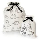 Sacolas de presente Gather & Knot Dinosaur Premium Canvas, 20 grandes, 12 pequenas