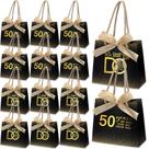 Sacolas de presente Spakon 50th Anniversary Party Favors, 25 peças em preto/dourado