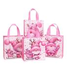 Sacolas dobráveis não tecidas rosa de Natal, pacote com 12
