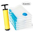 Sacos A Vácuo Para Armazenamento Com Bomba Kit Com 10 Unidades Reutilizáveis, Vedação Tripla E Zíper Duplo Sacos A Vácuo Para Armazenamento Com Bomba Kit Com 10 Unidades Reutilizáveis, Vedação Tripla E Zíper Duplo