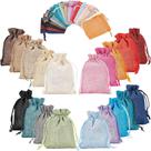 Sacos com cordão, algodão e linho para festas e casamentos, pacote com 40