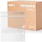 Sacos com zíper GPI 2x2cm, plástico transparente de 2 mil, resseláveis, x1000