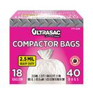 Sacos compactadores de lixo Ultrasac 18 galões, pacote com 40 gravatas Sacos compactadores de lixo Ultrasac 18 galões, pacote com 40 gravatas