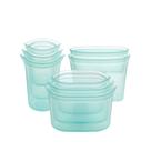 Sacos de armazenamento de alimentos com zíper, conjunto completo de 8 silicone verde-azulado