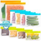 Sacos de armazenamento de alimentos reutilizáveis, pacote com 10 unidades, 2 litros, 4 sanduíches e 4 lanches