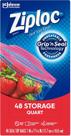 Sacos de armazenamento de alimentos Ziploc Quart Grip 'n Seal 48 unidades