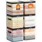 Sacos de armazenamento de roupas Lifewit, pacote com 6 caixas de cubos transparentes de 18 litros