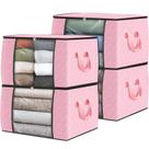 Sacos de armazenamento Fab Totes, pacote com 4 roupas, capacidade de 60 litros, rosa