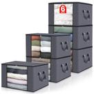 Sacos de armazenamento Fab Totes, pacote com 6 roupas, armazenamento de roupas, 60 litros, cinza