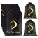 Sacos de cetim de seda Sacos de embalagem de cabelo para pacotes (6 unidades pretas) Sacos de cetim de seda Sacos de embalagem de cabelo para pacotes (6 unidades pretas)