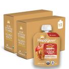 Sacos de comida para bebês Happy Baby, manteiga de maçã e nozes, 85 g, pacote com 12