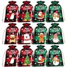 Sacos de doces, algodão xadrez, linho, cordão, Natal x12