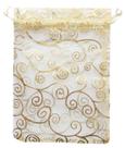 Sacos de embrulho Pimuza 13 x 18 cm, organza dourada, cordão, 100 unidades