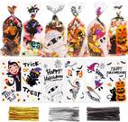 Sacos de guloseimas de celofane de Halloween SULOLI 120 unidades com gravatas giratórias